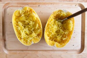 MICROWAVED SPAGHETTI SQUASH