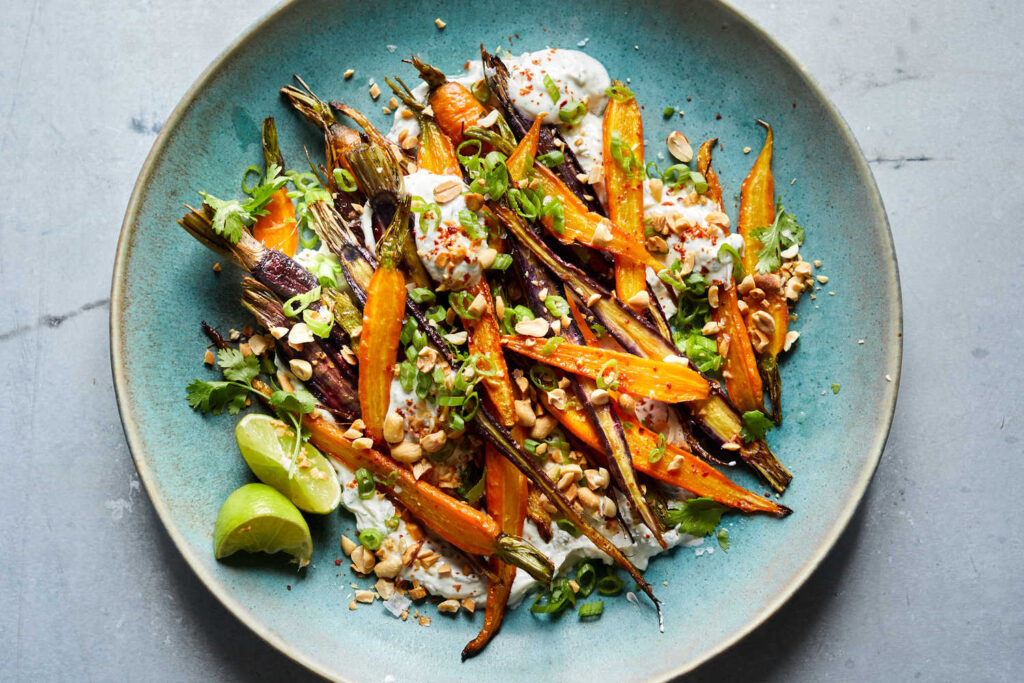 roasted carrots recipe, roasted carrots with sauce, cilantro and carrots companion planting, carrots and yogurt dip, roasted carrots with dipping sauce, Roasted Carrots and Cilantro