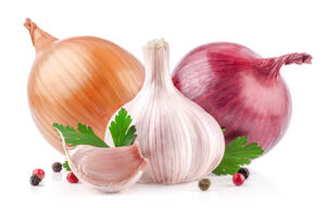 Red onion and garlic